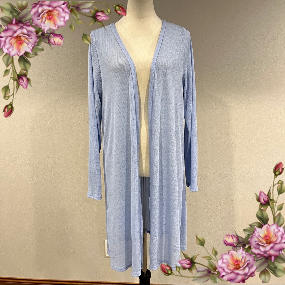 Zanzea Light Blue Open Front‎ plus size Cardigan with angel wings